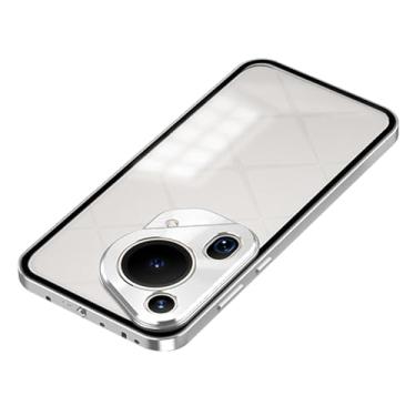 Imagem de LTLMYDAM Capa ultrafina para Huawei Pura 70 Ultra/70 Pro/70, capa amortecedora de metal chapeado, traseira com sucção magnética, transparente, sem amarelamento, à prova de choque, prata, 70 Pro+