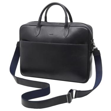 Imagem de Couro50 Cajá Bolsa Pasta Transversal Executiva Masculina Couro Bovino Legítimo p/Notebook 15,6 polegadas. (Marinho)