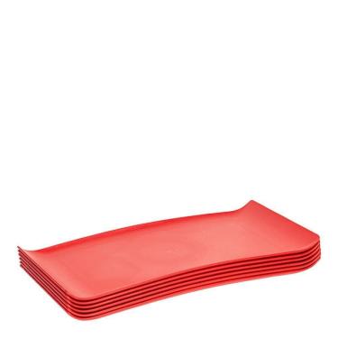 Imagem de Conjunto De Bandejas Coffee 15x30 6 Peças Vermelho Em Polipropileno Linha Tropical Vem