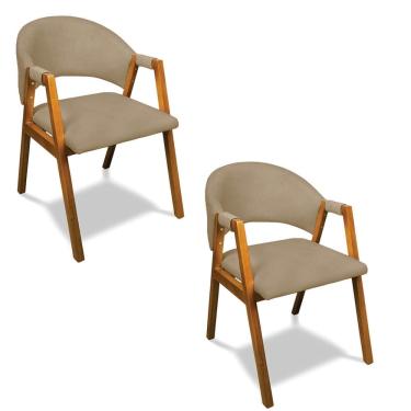 Imagem de Cadeira Sala de Jantar Em Madeira kit 2 Yara Suede D03 - D`Rossi
