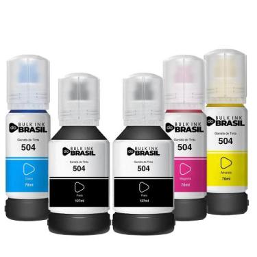 Imagem de Kit 05 refil de tintas T504 Compatível Para Epson L6171, L6191, L6270,
