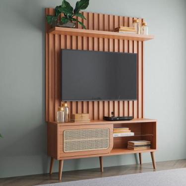 Imagem de Rack Retrô Com Prateleira em Vidro e Painel Ripado 1,97 m - Dalla Cost