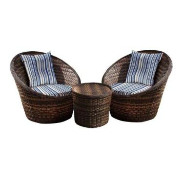 Imagem de Conjunto de Poltronas Fibra Sintética Bola - 2 Poltronas + 1 Mesa Cent