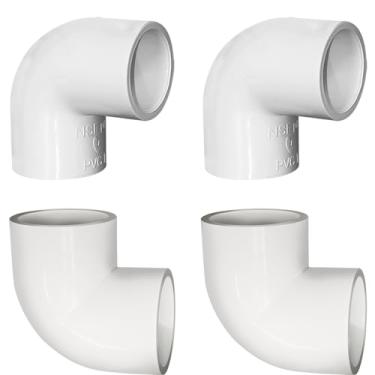 Imagem de Cotovelo de PVC de 90 graus de 5 cm, encaixe de tubo de PVC de ângulo reto de 2 vias, encaixe de tubulação de 4 peças, acessórios de canto para tubo Sch40, moldura DIY e estrutura de suporte de jardim