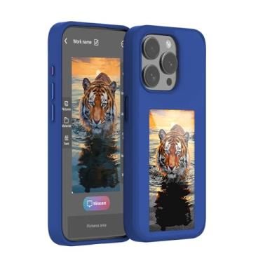 Imagem de KSOPUERT Capa protetora de telefone com tela inteligente e Ink atualizada de 4 cores adequada para iPhone 15, suporta exibição de imagens/fotos/imagens DIY na capa do telefone, transmissão rápida NFC,