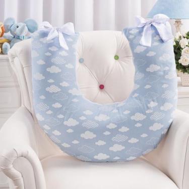 Imagem de Almofada Amamentação Travesseiro Multifunções Apoio De Bebê Firme e Ma