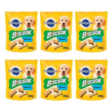 Imagem de Kit 6 Biscoito Pet Pedigree Biscrok Filhotes 300g cada.