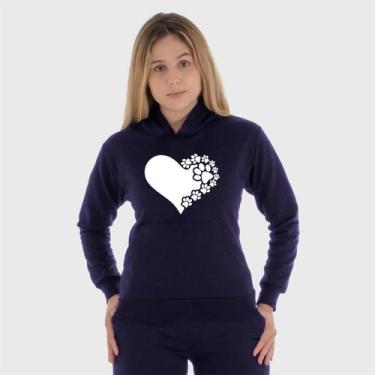 Imagem de Moletom Canguru Feminino Coração de Patas com Capuz e Bolso - Benellys