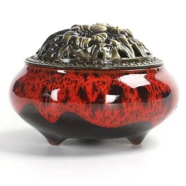 Imagem de Incensário De Cerâmica Turíbulo De Mesa Porta Incenso Queimador Defuma