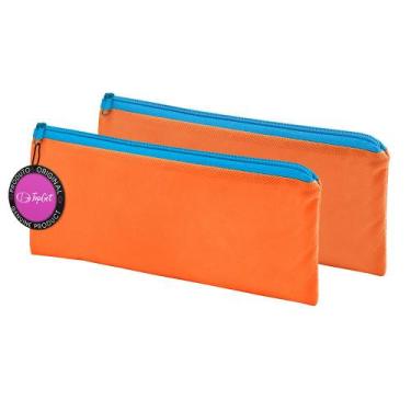 Imagem de Kit 2x Estojo Escolar em TNT Premium 21x11cm Figi TopGet, Laranja