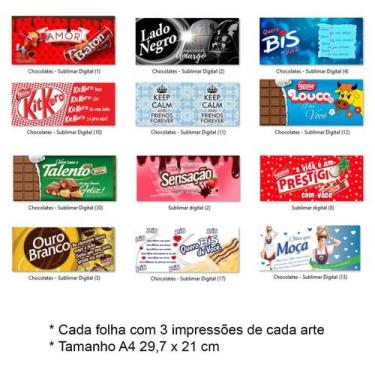Imagem de Kit Impressão Sublimática faça você mesmo Tema Chocolates - Reidopendr