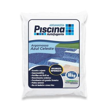 Imagem de Argamassa Piscina Aut. Impermeável Cor Azul Celeste  - SELAMIX, 18Kg