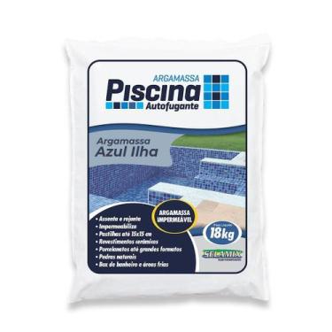 Imagem de Argamassa Piscina Aut. Impermeável Cor Azul Ilha - SELAMIX, 18Kg