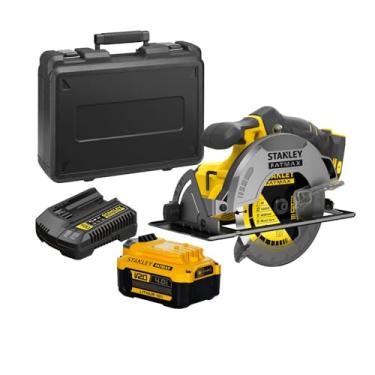 Imagem de Stanley Serra Circular 185mm, Ferramenta para Cortes Precisos em Madeira, Acompanha Bateria Carregador Bivolt e Maleta, Modelo SBC550M1K, 20V