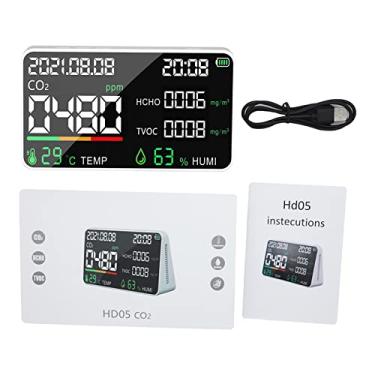 Imagem de NC Detector multifuncional de gás, instrumento de medição de temperatura, umidade, detector, CO2, dióxido de carbono, medidor, CO2, para, escritório, Branco