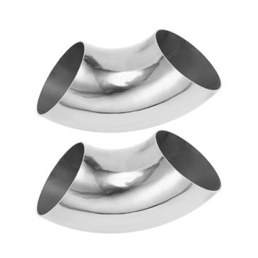 Imagem de Motoforti 2 peças 90 graus mandril curva cotovelo carro modificado tubo de escape tubulação 304 espessura OD 1,5 mm/16GA 76x185x1,5 mm aço inoxidável 304 tom prata