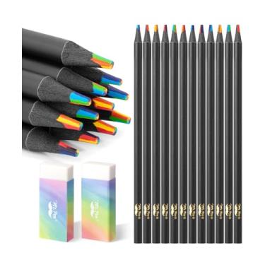Imagem de Mr. Pen - Essenciais de cesta de Páscoa, lápis arco-íris, 12 peças, 2 borrachas de lápis, 7 cores em 1 lápis de cor