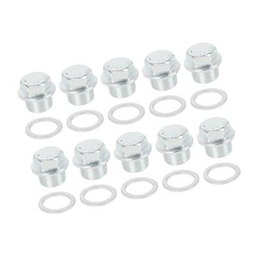 Imagem de REPAIROCK 10 conjuntos de parafusos de cárter de óleo de motor M22x1,5 mm reparo de rosca de drenagem de óleo com junta para peças de reposição de automóveis de carro