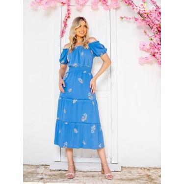 Imagem de Vestido Feminino Ombro a Ombro Algodão Premium - SML Fashion, Mulher, 