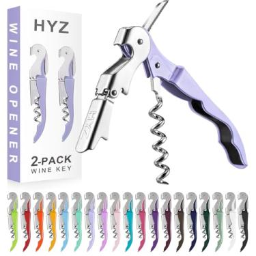 Imagem de HYZ Pacote com 2 saca-rolhas para garçom, chave de vinho profissional para garçons, barman com cortador de alumínio, abridor manual de garrafas de vinho com dobradiça dupla (lavanda)