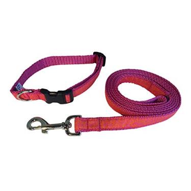 Imagem de Conjunto de coleira e coleira para cachorro Preston Orange Raspberry Coral – Fita de design coral em malha de nylon rosaPreston Inc Small rosa