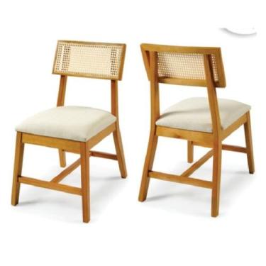 Imagem de Cadeiras de Jantar Harmony em Madeira Maciça com Encosto em Rattan e A