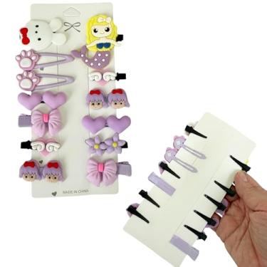 Imagem de Kit C/ 14 Presilhas Meninas Prendedor de Cabelo Sortidas Bico de Pato Tic Tac Laço Flor Etc (Modelo L - com 13 Peças)