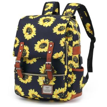 Imagem de Mochila para laptop YGR Floral para mulheres, viagens universitárias e