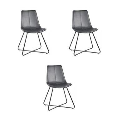 Imagem de Kit 3 Cadeiras Jantar Brenda Preta Poliuretano Rivatti