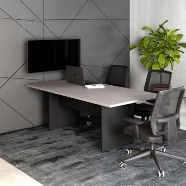 Imagem de Mesa Reunião Escritório 180cm x 90cm Cinza S Pr Pé Painel F5 - F5 Offi