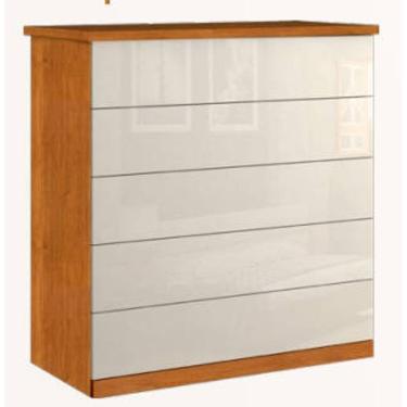 Imagem de Cômoda para quarto 5 gavetas corrediças telescópicas - Capri-Nature/Off - Bianchi Móveis