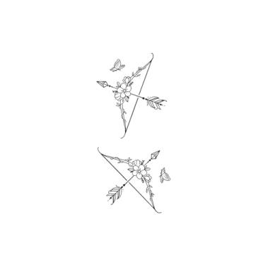 Imagem de Tatuagens temporárias, borboleta com arco e flecha, tatuagens de borboleta, duram de 1 a 2 semanas, aparência de tatuagem real, resiliência, resistente à água,18 x 11 cm
