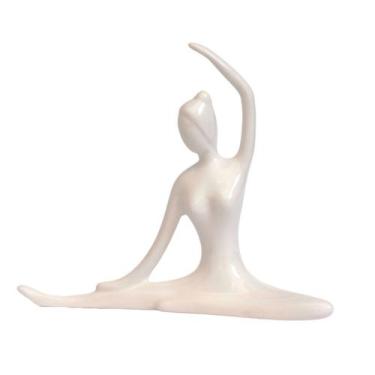 Imagem de Estatueta Decorativa Meditação Yoga Branca 16 cm x 13 cm - Paz Interio