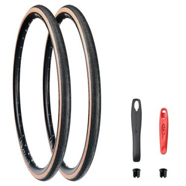 Imagem de BALINGE Pacote com 2 pneus de bicicleta de estrada 700C 700 * 32C pneu de substituição para bicicleta, pneus de substituição dobráveis para bicicleta, resistente ao desgaste, 2 pacotes + alavancas