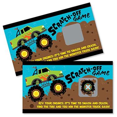 Imagem de Big Dot of Happiness Smash and Crash - Monster Truck - Boy Birthday Party Game Scratch Off Cards - 22 Count