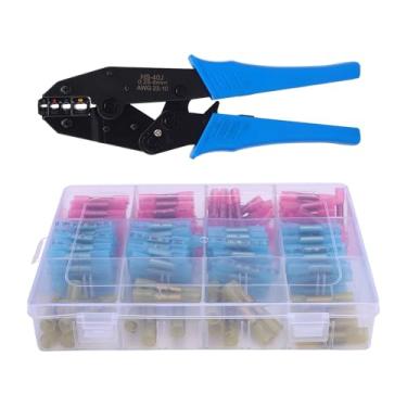 Imagem de 200 Pcs Terminais Heat Shrink Butt Conectores de Fio Termoencolhimento Conectores de Crimpagem Com Alicate de Crimpagem para Projetos Elétricos Domésticos Automotivos Marinhos