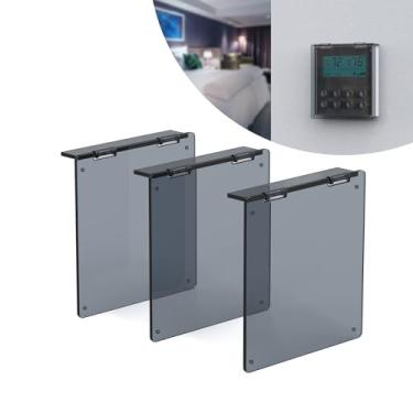Imagem de Pearwow Painel De Proteção Para Termostato Central Ac, Capa Protetora Controle Com Fio 4-3/4", Interruptor Prevenção Erros Ar-Condicionado, Acrílico, Transparente, Preto, Pacote 3