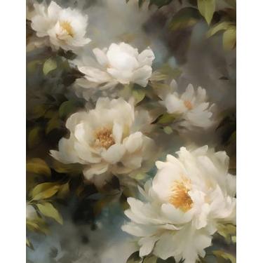 Imagem de XRUIBZI Papel de parede floral branco descascar e colar papel de parede vintage folha de contato aquarela flor mural de parede vinil impermeável autoadesivo removível para locatários papel de parede