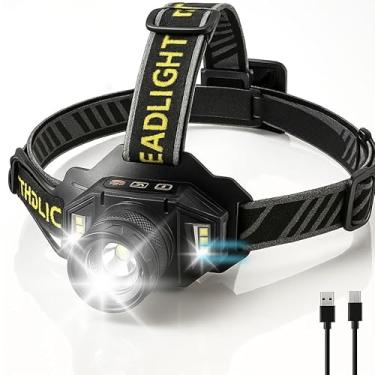 Imagem de Lanterna de Cabeça LED Hypercore Recarregável Zoom 90 Graus 12 Modos Sensor Toque Power Bank Resistente Água Camping Pesca Trilhas