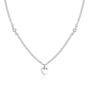 Imagem de Colar Choker Coração Liso- Zirconias Prata 925
