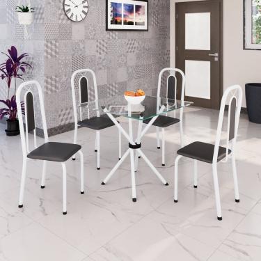 Imagem de Conjunto Sala de Jantar com 4 Cadeiras Lívia Preto / Branco