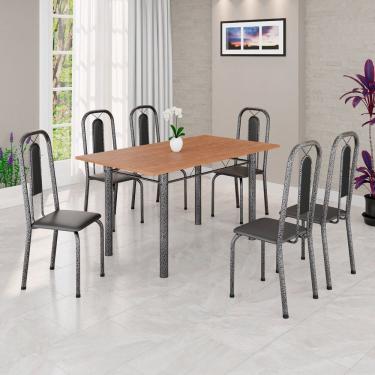 Imagem de Conjunto para Sala de Jantar com 6 Cadeiras Lívia Preto / Prata