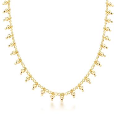 Imagem de Colar Choker Minimalista Esferas Banhada A Ouro 18k