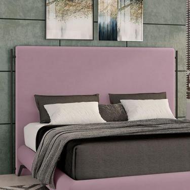 Imagem de Cabeceira Design para Cama de Casal Bezos Pés em Madeira Veludo Rosê G