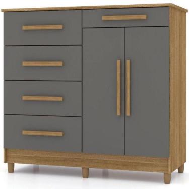 Imagem de Cômoda Sapateira Sirios 5 Gavetas 2 Portas Nature/alasca - VILA RICA