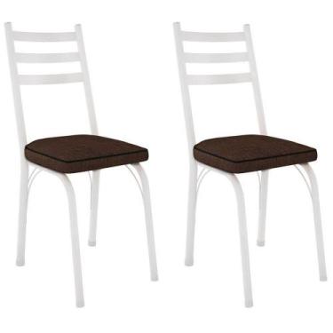 Imagem de Kit 2 Cadeiras Para Cozinha Tubular D-13 Nara De Aço Branco/imbuia - A