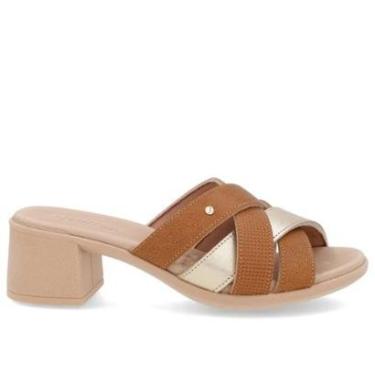 Imagem de Sandalia Tamanco Feminino Usaflex Salto Bloco Tiras-Feminino