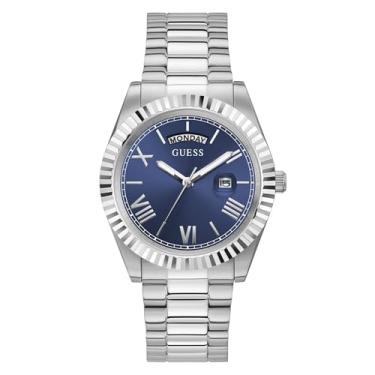 Imagem de GUESS Relógio masculino de quartzo, Prateado/prateado/azul, CONNOISSEUR