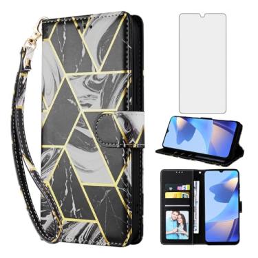 Imagem de Asuwish Capa carteira compatível com Samsung Galaxy A56 5G e protetor de tela de vidro temperado de couro com suporte para cartão, acessórios de celular, capas para celular para A 56 56A LTE preto