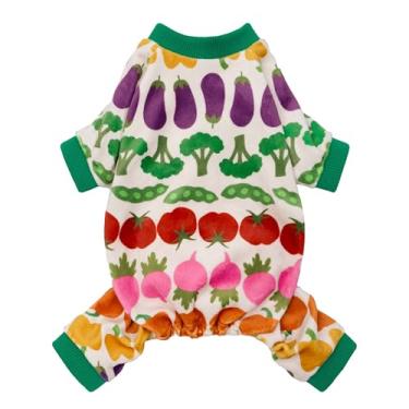 Imagem de Fitwarm Pijama divertido de cachorro vegetal, roupas quentes de inverno para cães pequenos, meninos e meninas, macacão aconchegante para animais de estimação com pés, verde, branco, vermelho, rosa